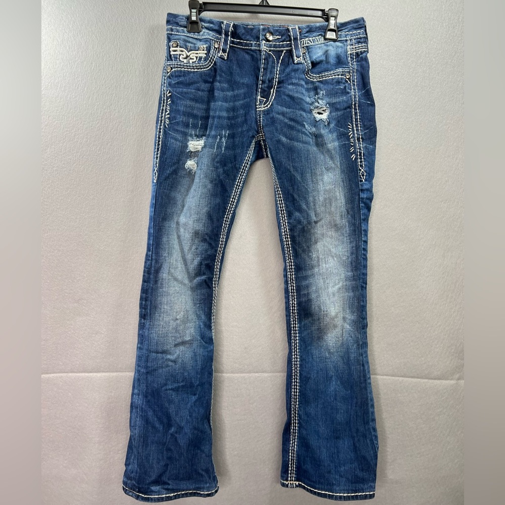 Rock Revival Kai Bootcut Jeans Size 29 Bling Western Sequins Contrast Stitch